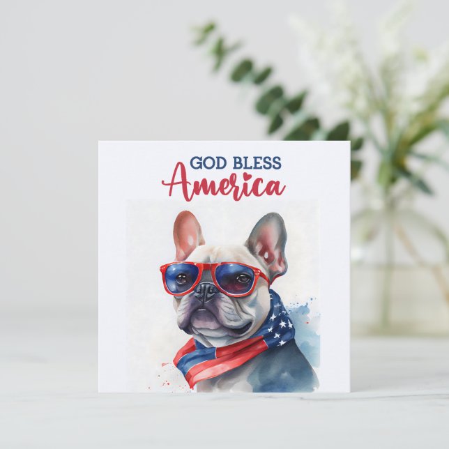 Patriotic Dog- French Bulldog 4th of July Card (Standing Front)