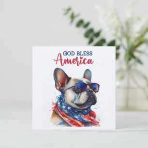 Patriotic Dog- French Bulldog 4th of July Card