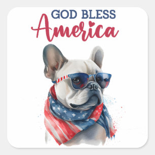 Patriotic Dog- French Bulldog Square Sticker