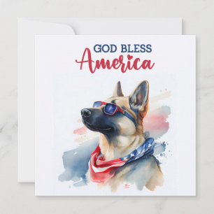 Patriotic Dog-German Shepherd 4th of July Card