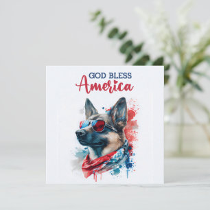 Patriotic Dog-German Shepherd 4th of July Card