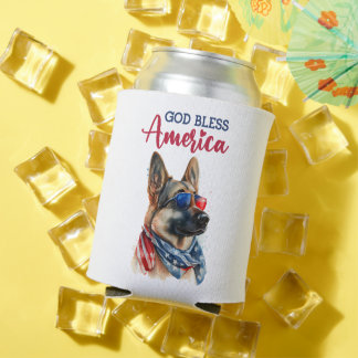 Patriotic Dog-German Shepherd Can Cooler