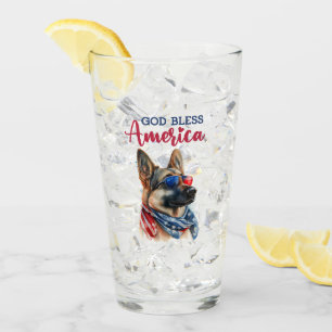 Patriotic Dog-German Shepherd Glass