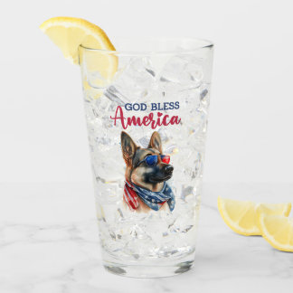 Patriotic Dog-German Shepherd Glass
