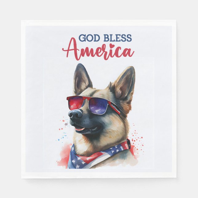 Patriotic Dog-German Shepherd Napkin (Front)