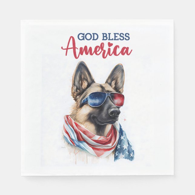 Patriotic Dog-German Shepherd Napkin (Front)