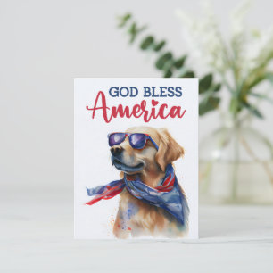 Patriotic Dog- Golden Retriever 4th of July Card