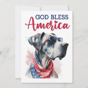 Patriotic Dog- Great Dane 4th of July Card
