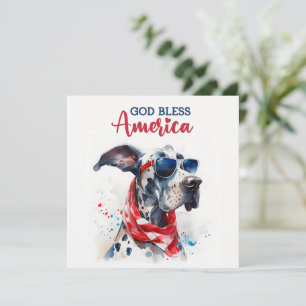 Patriotic Dog-Great Dane 4th of July Card