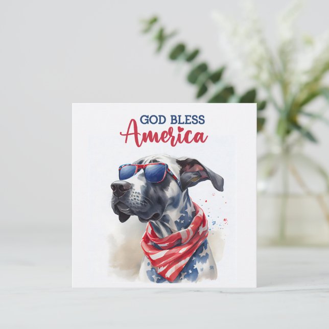 Patriotic Dog-Great Dane 4th of July Card (Standing Front)