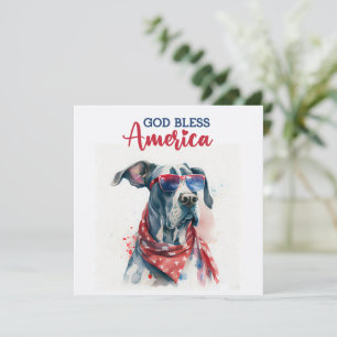 Patriotic Dog-Great Dane 4th of July Card