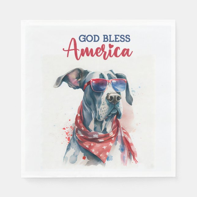 Patriotic Dog-Great Dane Napkin (Front)