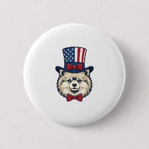 Patriotic Dog Head Vintage Engraving Vector Design 2 Inch Round Button