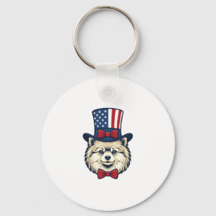 Patriotic Dog Head Vintage Engraving Vector Design Keychain
