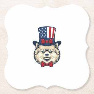 Patriotic Dog Head Vintage Engraving Vector Design Paper Coaster
