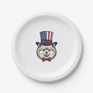 Patriotic Dog Head Vintage Engraving Vector Design Paper Plate