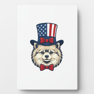 Patriotic Dog Head Vintage Engraving Vector Design Plaque
