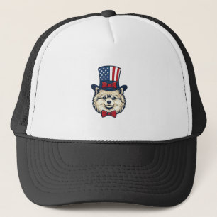 Patriotic Dog Head Vintage Engraving Vector Design Trucker Hat