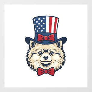 Patriotic Dog Head Vintage Engraving Vector Design Window Cling