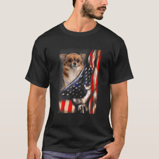 Patriotic Dog Holder Dog Lover Apparel Usa Flag Ch T-Shirt