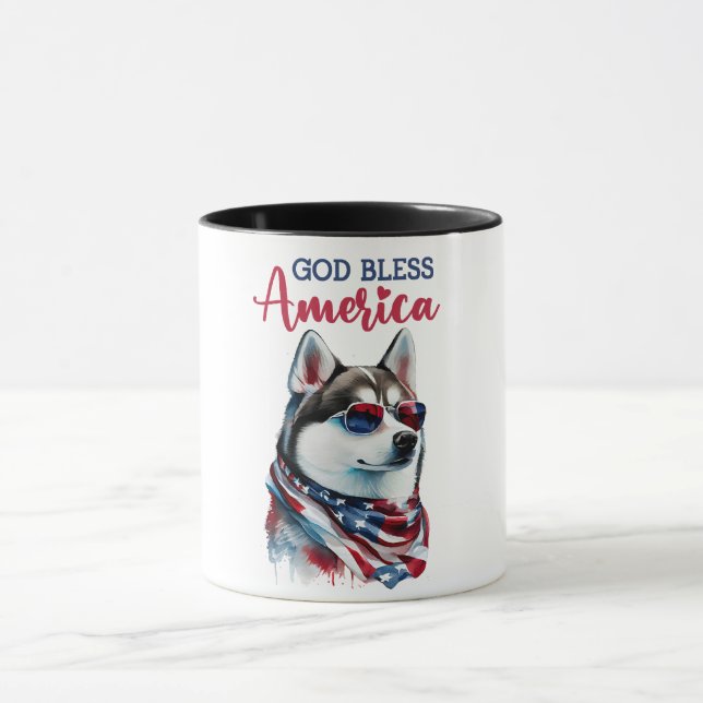 Patriotic Dog-Husky Mug (Center)