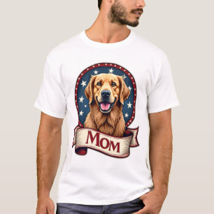 Patriotic Dog Mom Golden Retriever Vintage Tee