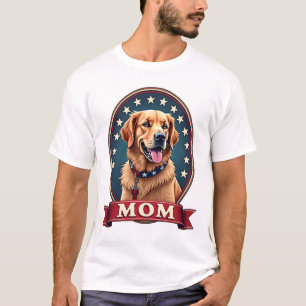 Patriotic Dog Mom Golden Retriever Vintage Tee 4