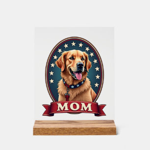 Patriotic Dog Mom Golden Retriever Vintage Tee 4 Acrylic Sign