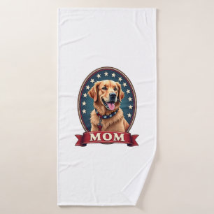 Patriotic Dog Mom Golden Retriever Vintage Tee 4 Bath Towel