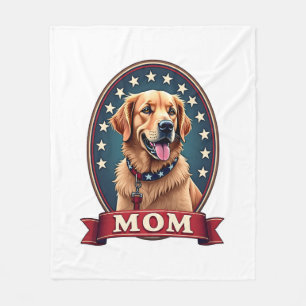 Patriotic Dog Mom Golden Retriever Vintage Tee 4 Fleece Blanket