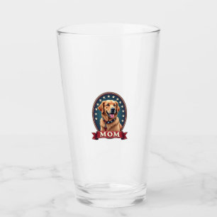Patriotic Dog Mom Golden Retriever Vintage Tee 4 Glass