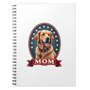 Patriotic Dog Mom Golden Retriever Vintage Tee 4 Notebook