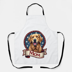 Patriotic Dog Mom Golden Retriever Vintage Tee Apron