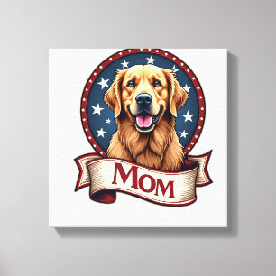 Patriotic Dog Mom Golden Retriever Vintage Tee Canvas Print
