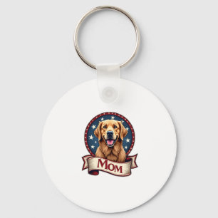 Patriotic Dog Mom Golden Retriever Vintage Tee Keychain
