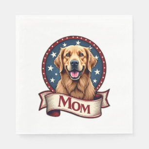 Patriotic Dog Mom Golden Retriever Vintage Tee Napkin