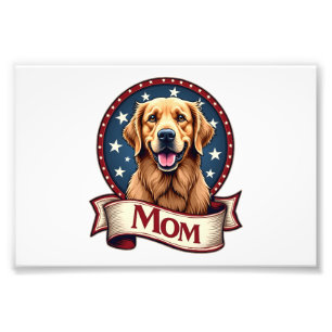 Patriotic Dog Mom Golden Retriever Vintage Tee Photo Print