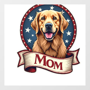 Patriotic Dog Mom Golden Retriever Vintage Tee Window Cling