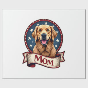 Patriotic Dog Mom Golden Retriever Vintage Tee Wrapping Paper