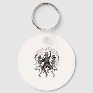 Patriotic Dog Party Like It’s 1776 Vintage Keychain