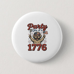 Patriotic Dog Party Like It’s 1776 Vintage Shirt D 2 Inch Round Button