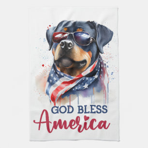 Patriotic Dog-Rottweiler Kitchen Towel