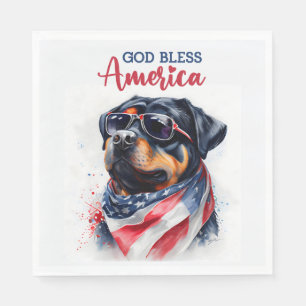 Patriotic Dog-Rottweiler Napkin