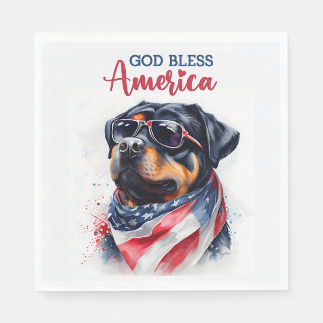 Patriotic Dog-Rottweiler Napkin (Front)