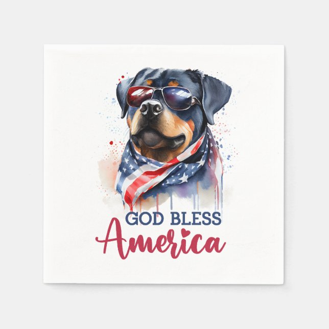 Patriotic Dog-Rottweiler Napkin (Front)