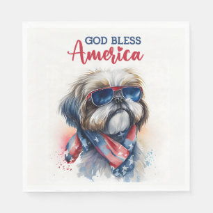 Patriotic Dog-Shih tzu Napkin