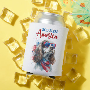 Patriotic Dog-Spaniel Can Cooler
