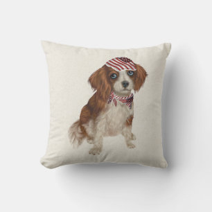 Patriotic Dog Spaniel Throw Pillow