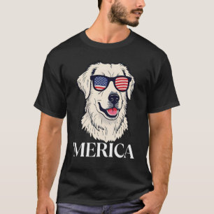 Patriotic Dog Sunglasses - American Flag Canine Ar T-Shirt