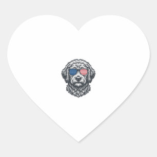 Patriotic Dog Sunglasses Vintage Heart Sticker